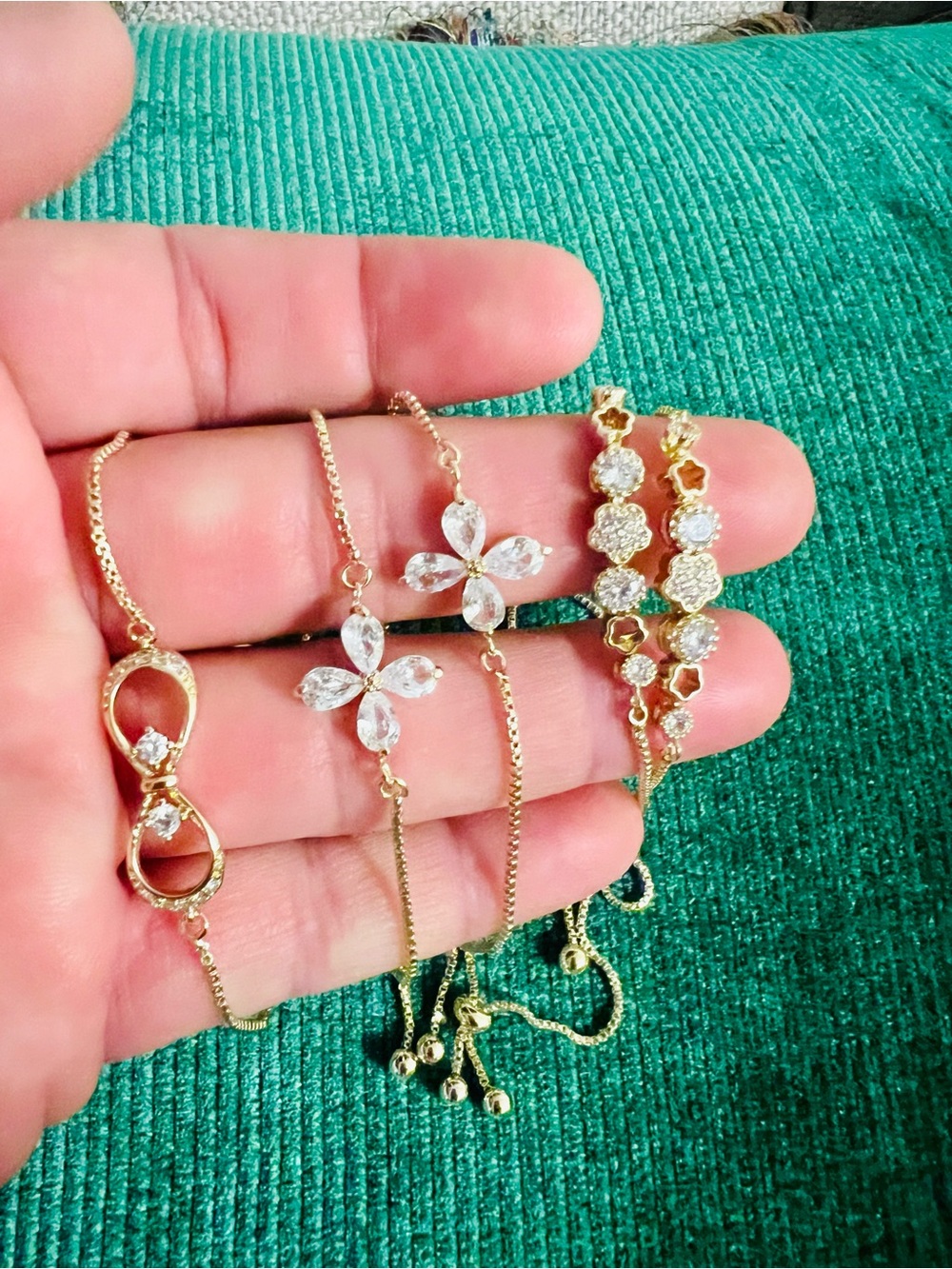 Gold-Tone Crystal Flower & Infinity Bracelet